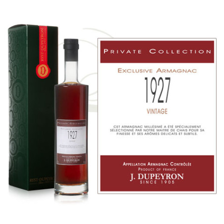 Armagnac Dupeyron Private Collection millésime 1927 Armagnac Dupeyron Private Collection millésime 1927