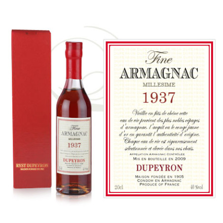 Armagnac Dupeyron millésime 1937 - 20cl