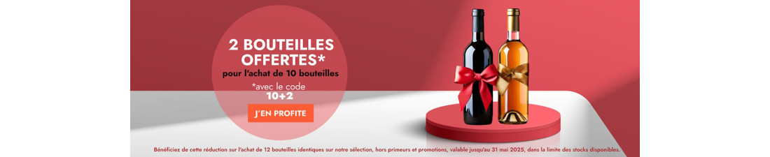Commandez 12 bouteilles, 2 bouteilles sont OFFERTES avec le code promo 10+2